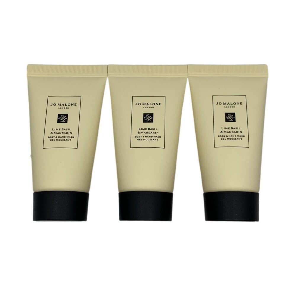 3X Jo Malone London Lime Basil & Mandarin Body & Hand Wash 30ml Travel New W/O B